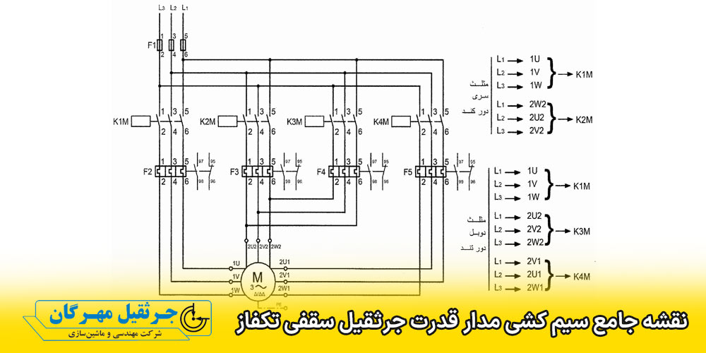 نقشه سیم کشی جرثقیل سقفی تکفاز