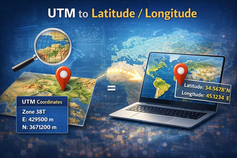 تبدیل UTM به مختصات جغرافیایی (Latitude/Longitude)
